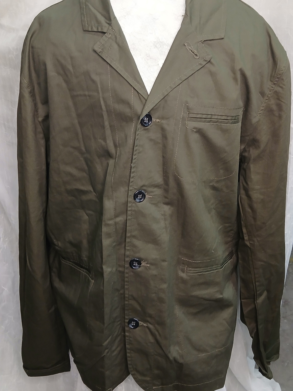 Paper Denim & Cloth Men's Olive Button-Up Lightweight Jacket